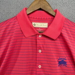 Donald Ross Polo Shirt Men's XL Pink Blue Gowanie Golf Club Embroidered Stretch